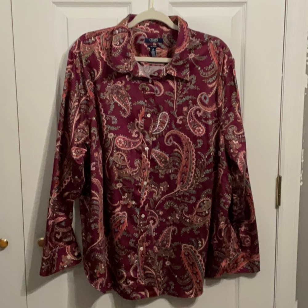 Chaps blouse. Button down. Paisley. size 2X